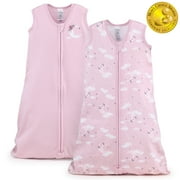 The Peanutshell Baby Sleep Sacks, Wearable Blankets for Girls, Pink Celestial, 6-12 Months, 2-Pack